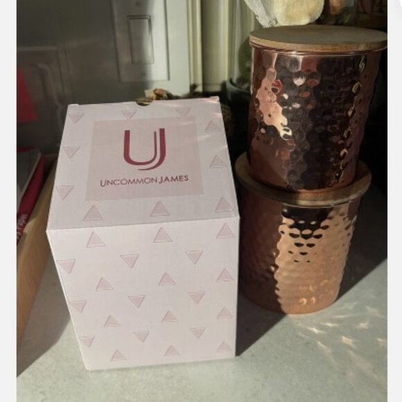 Uncommon James Copper Hammered Canister Set with Wooden Lids - Picture 4 of 4